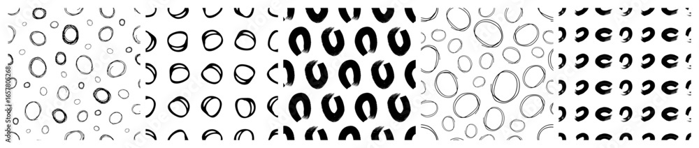 Aufkleber set of seamless patterns with scribble smears