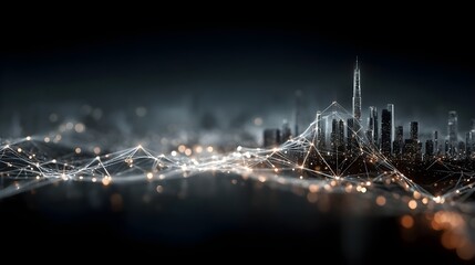 Blue technology background with network connections and digital data connection, web banner design for tech online site or social media promotion of product service on the dark blue background