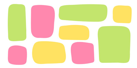 Abstract geometric text box. Empty doodle speech bubbled, rectangle simple highlights shapes, random form elements. Isolated. Vector illustration