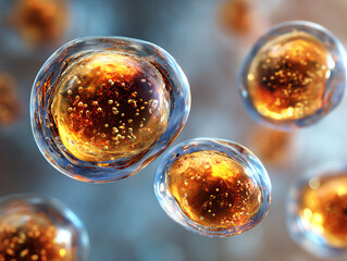 Colorful microscopic cells showcasing intricate structures.