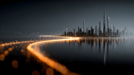 Blue technology background with network connections and digital data connection, web banner design for tech online site or social media promotion of product service on the dark blue background