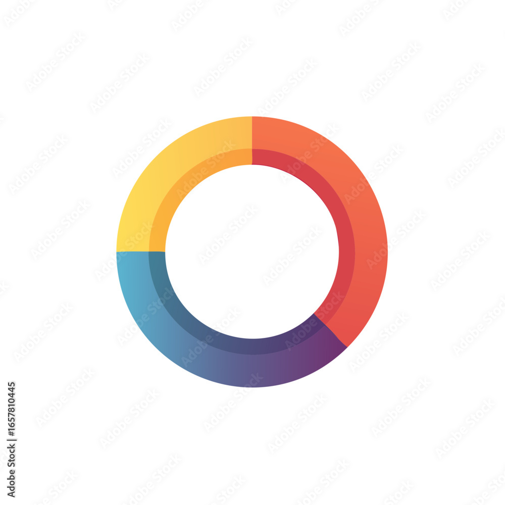 Poster colorful donut chart showing segmentation and data distribution with four segments showcasing data r