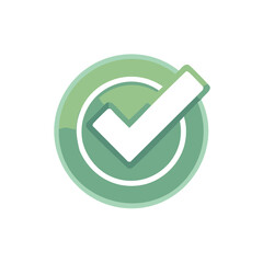 Green Circle Check Mark Icon Flat Style Symbol for Correct Answer or Accept Action