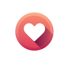 White Heart in a Gradient Circle with Shadow: Love, Romance, Valentine's Day Graphic