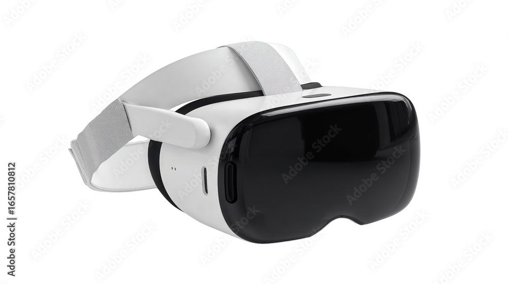 Poster virtual reality headset with display background isolated on a transparent background, png file.