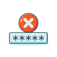 Obraz premium Password input box with error symbol for incorrect entry, computer security