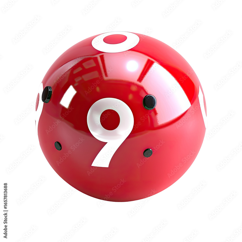 Fototapete and keyword list based on the image you provided.. red ball displaying number nine, lottery ball in 