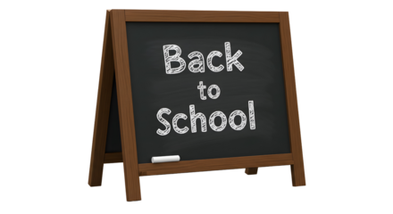 Back to School chalkboard sign. A wooden chalkboard sign with Back to School written in chalk