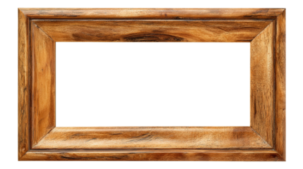 Wooden Photo Frame background isolated on a Transparent background, PNG file.
