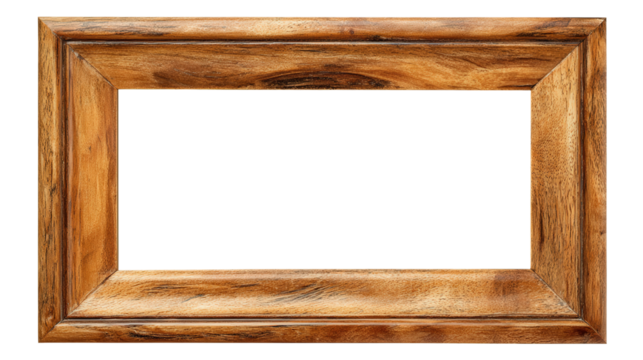 Wooden Photo Frame background isolated on a Transparent background, PNG file.