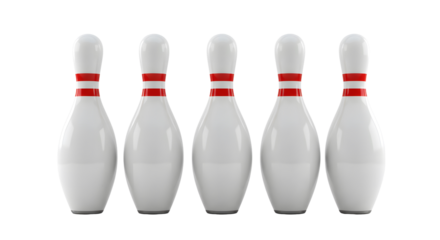 Bowling pins standing in a row
