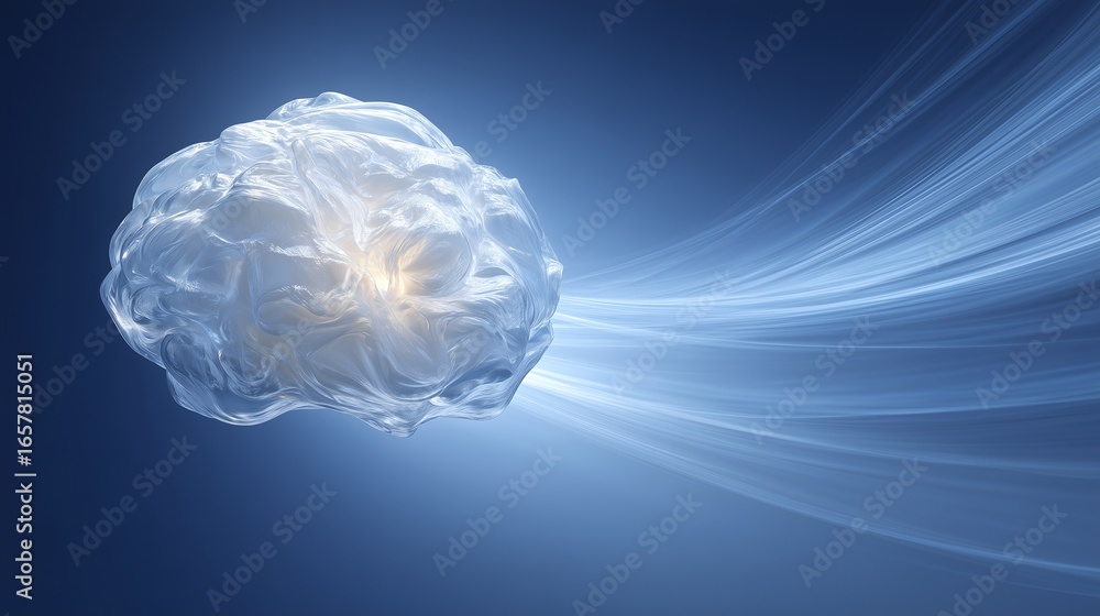 Poster ethereal brain concept with soft light and flowing design enhancing creativity and imagination theme
