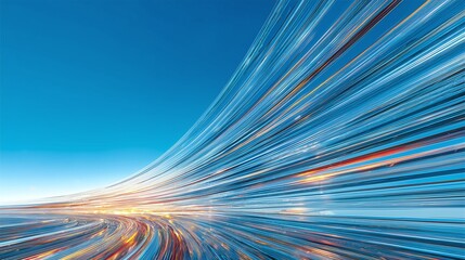 Abstract Motion Blur with Bright Colors and Dynamic Lines Against a Clear Blue Sky