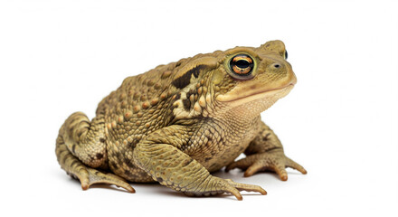 Fototapeta premium Common toad sitting on an isolated transparent background, amphibian and natural.