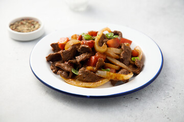 Beef casserole with vegetables and basil