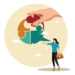 Discussion or negotiation skill concept, solve or help employee communicate with dialogue puzzle.