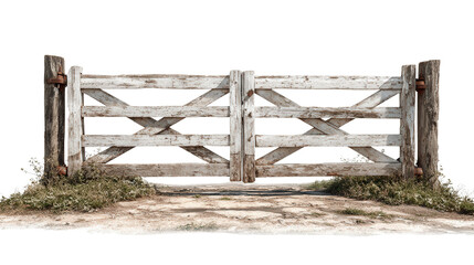 Fototapeta premium Worn Wooden Gate on the Farm background isolated on a Transparent background, PNG file.