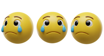 Three crying emojis depicting sadness, loss, and emotional pain