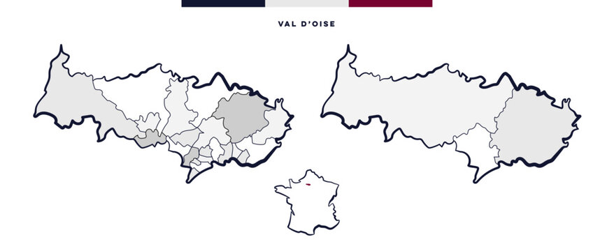 D&eacute;partement et cantons de Val d'Oise - &Icirc;le-de-France (France)