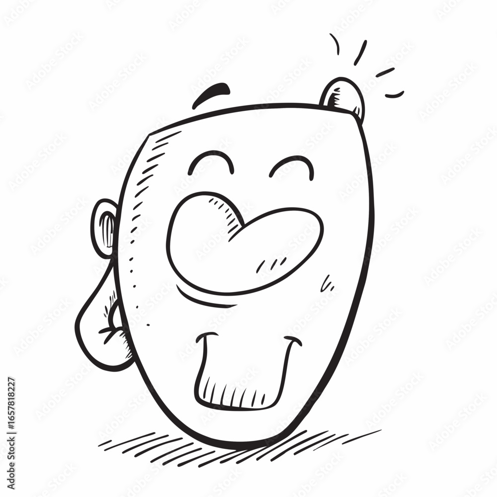 Aufkleber smiling cartoon character with big nose and happy expression, perfect for branding, advertising, or 