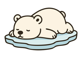 氷の上で眠るシロクマのイラスト