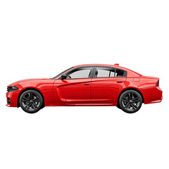 Shiny Red Convertible Car Isolate on Transparent White Background