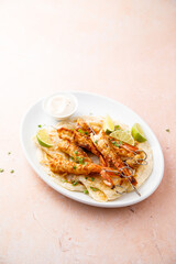 Shrimp skewers with fresh lime