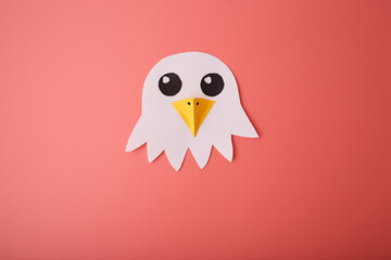 part of paper eagle bird collage with leaves for kids diy craft, classroom activity, ecological learning material, useful for education business, workshop design, eco friendly creative tutorial
