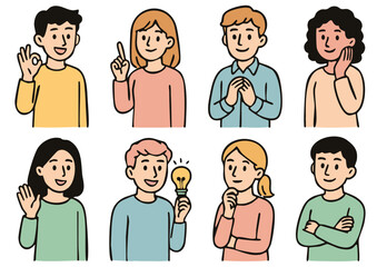 いろんな表情・ポーズをする男女セット