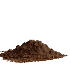 A mound of pure mud with a rough, organic texture, contrasting against a clean and pristine white background