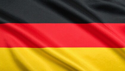 Naklejka premium German national flag with horizontal black, red, and gold stripes, fabric texture with soft folds,