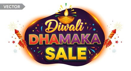 Diwali dhamaka sale festive offer with fireworks and diya, celebrating indian festival of lights with shopping discounts and promotions