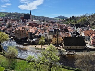 view of the historic old town of krumau (cesky krumlov) in the czech republic