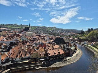 view of the historic old town of krumau (cesky krumlov) in the czech republic