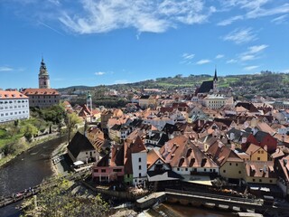 view of the historic old town of krumau (cesky krumlov) in the czech republic