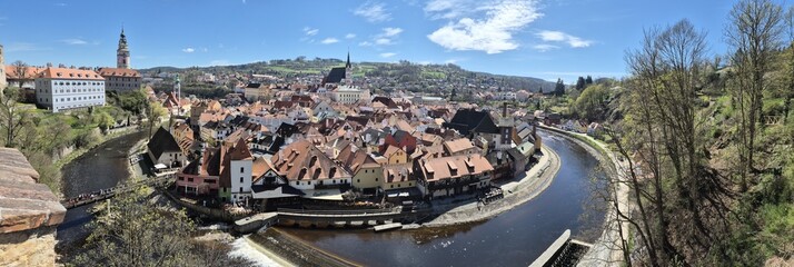 view of the historic old town of krumau (cesky krumlov) in the czech republic