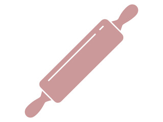 Isolated Rolling Pin Baking Tool in Dusty Rose Color for Dough and Pastry Preparation Illustration Flat Design Style