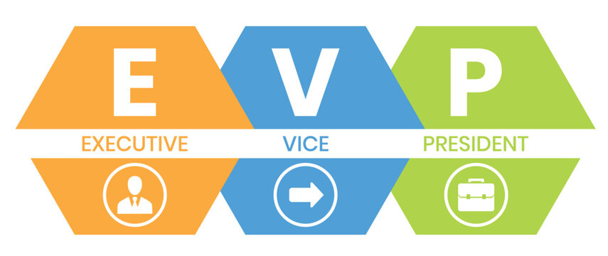 EVP, Executive Vice President. Concept with keyword, people and icons. Flat vector illustration. Isolated on white.