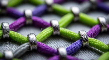 Close-up of a textured fabric with interwoven threads