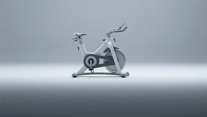A simply designed white spinning bike is placed in front of a solid - color background, with a smooth overall shape, combining sports and modern sense.

