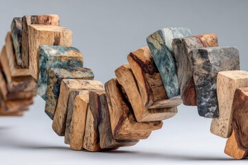 Wooden blocks in a flowing, wavy pattern