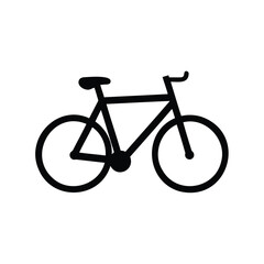 Simple black bicycle icon on a white background for transportation concepts