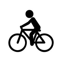 Naklejka premium Silhouette of person riding bicycle, vector illustration of transportation, icon style