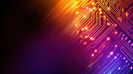 Fototapeta premium Abstract digital circuit board design with vibrant colors and glowing lights, representing technology and innovation