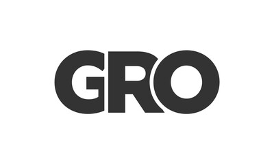 GRO logo design template with strong and modern bold text. Initial based vector logotype featuring simple and minimal typography. Trendy company identity.