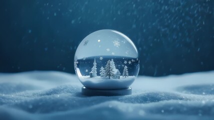 Snow globe with village on snowy drift - Powered by Adobe