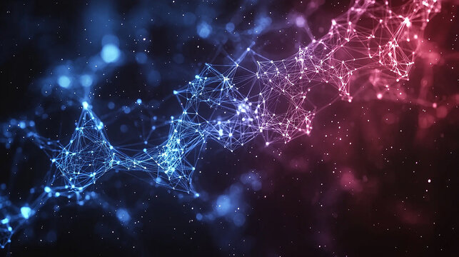 Blue-Red Interwoven Network: Interdisciplinary Data Flow & Tech Fusion