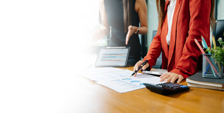 Business team meeting. professional investor working new start up project. Finance task. with smart phone and laptop and digital tablet