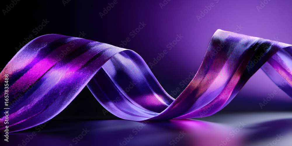 Poster twisted ribbon with gradient colors in a dark setting