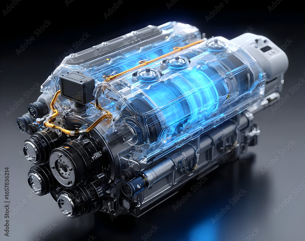 Aufkleber a futuristic engine design showcasing advanced technology with illuminated components. this image hi